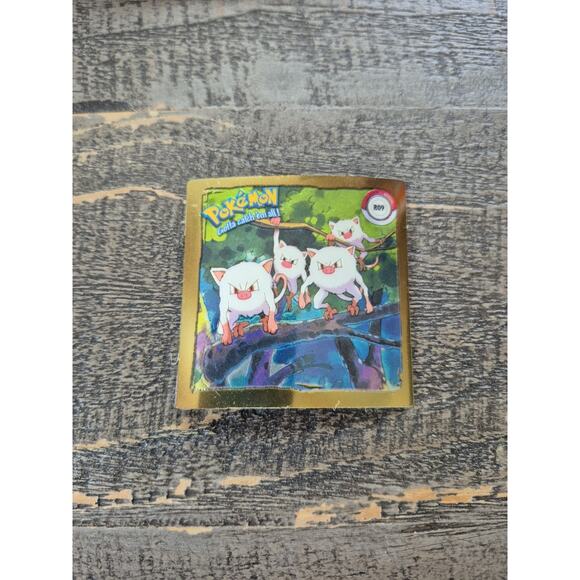 Vintage 1999 Pokemon Artbox Series 1 Stickers Mankey #G09 Gold Holo - Picture 2 of 9